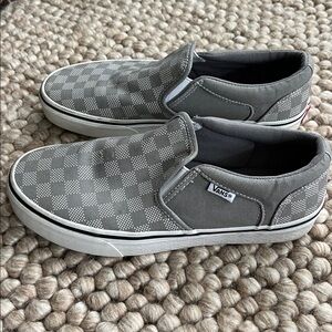 Vans Gray Checkered Slip-On Shoes Brand New